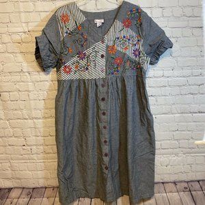 Go Softly Patio Dress Size XL Embroidered Mumu